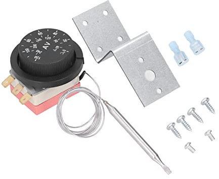 Temperature Control Switch Capillary Thermostat, Adjustable Electric Fan Thermostat Switch 3 Pins Design Temperature Control Probe Kit