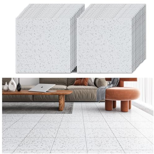 VEELIKE PVC Boden Marmor Grau Weiß Vinylboden Selbstklebend Bodenfliesen Marmor Vinyl Fliesen PVC Bodenbelag Fliesenaufkleber Boden Badezimmer Schlafzimmer Esszimmer Küche 30cm×30cm 24 Stück