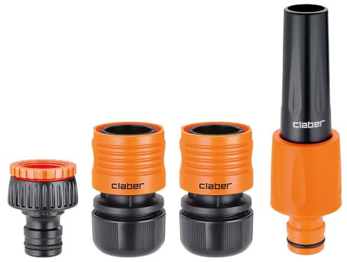 Claber Starter Kit Ø 3/4” Max-Flow, Set Lancia e raccordi Safety Lock irrigazione Giardino per Tubo da 3/4 (19 mm)