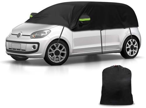 Autoabdeckung Wasserdicht Ersatz für VW UP/SEAT MII//Skoda Citigo 2011-2024, Halbgarage, Autohülle Autoplane, Winddichte Halbabdeckung für Allwetter, UV-Beständige Vollgarage Regen Sonne Staub Schutz