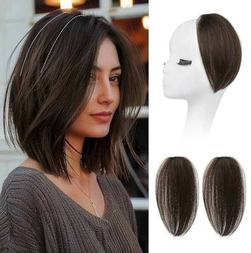 REECHO Clip in Hair Volumizer, Short Thick Clip in Hairpieces Adding Extra Hair Volume Extensions for Women with Thin Fine (Chocolate Brown, 8 Inch(Pack of 2))