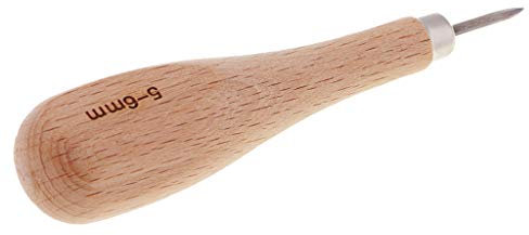 1 alêne à coudre en cuir avec poignée en bois 5-6 mm