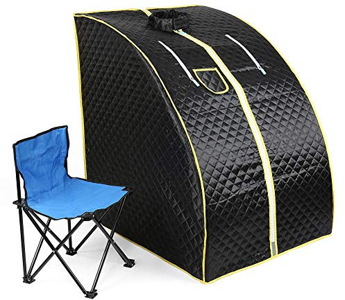 Sauna à vapeur- Tente spa Sauna Infrarouge- Boîte de Sauna Domestique Portable- Avec hammam, vapeur corporelle, cabine de sauna (L76*W88*H99cm,noir)