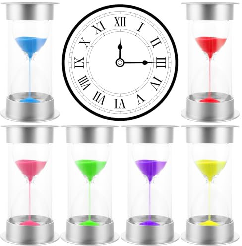 MIVIDE Lot de 6 Sabliers pour Enfants, 1/3/5/10/15/45 Minutes Sablier Coloré, Sabliers Minuterie pour Enfants, Cuisine, Jeux, Travail