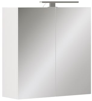 Vicco Armoire de Toilette Lavio, Blanc, 60x60cm avec éclairage LED, avec Surface de Rangement intégrée et éclairage LED