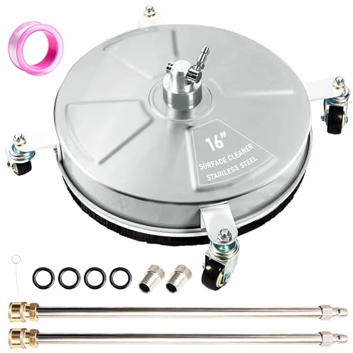 Wexo Palindrog 16 Pressure Washer Surface Cleaner with 4 Wheels, Stainless Steel Power Washer Surface Cleaner for Driveways Sidewalks Patios, 1/4 Quick Connector, 2 Extension Wand, 4000 PSI