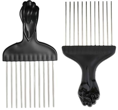 LEEQBCR 2 piezas Peine Pelo Rizado,Peine Hombre,Peine De Pelo Africano,Peines de Peluqueria,Peine De Pelo Afro De Metal, Peine De Pelo De Dientes Anchos, Peine Rizos,Cabello Rizado Natural Peine