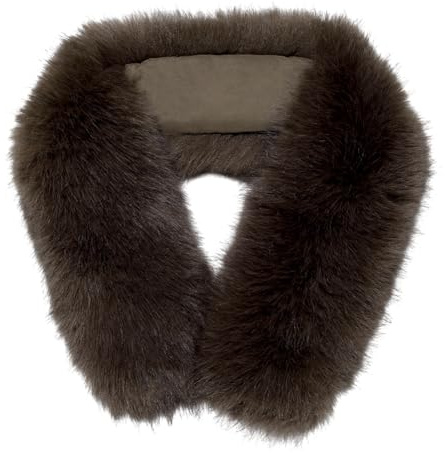 PH PandaHall Collare in pelliccia sintetica con cappuccio in pelliccia, sciarpa staccabile avvolgente in peluche, scaldacollo da donna per inverno, cappotto, giacche, decorazione, 83 x 13 cm, Marrone