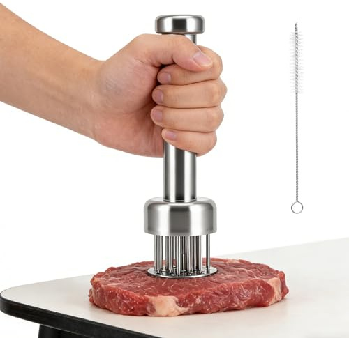 Stainless Steel Meat Tenderizer Tool with 21 Sharp Needles – 19 x 5.5 cm