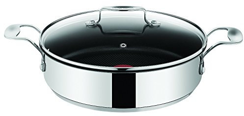 Tefal E85705 Jamie Oliver Edelstahl Servierpfanne mit Deckel, Antihaftbeschichtet, Induktionsgeeignet, 25 cm