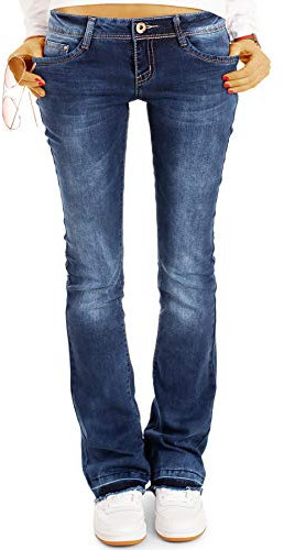 BE STYLED Damen Bootcut Jeans Hüftjeans, Schlagjeans, Stretch Fit Passform j40g-2 42/XL dunkelblau