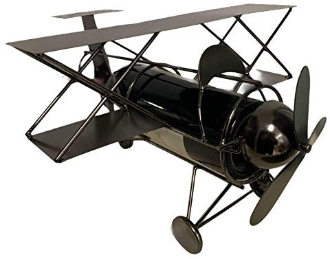 MC-Trend Porte-Bouteille pour Bouteilles de vin - Avion - en métal de qualité supérieure - Cadeau d'anniversaire idéal - Double Plan - Avion d'hélice