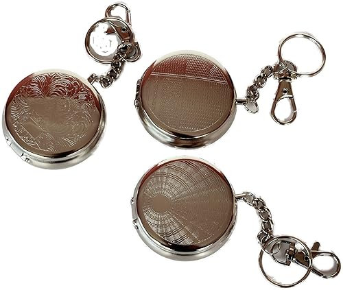2.J. Set di 3 posacenere da tasca rotondo portatile, posacenere da spiaggia, piccolo posacenere antiodore in metallo, utilizzabile per pillole, dotato di un poggiapolsi che si apre all'apertura