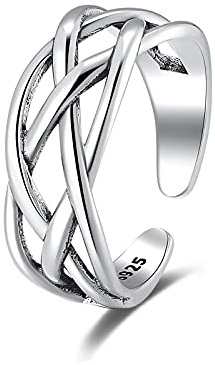 Anillo de plata de ley 925 ajustable para el pulgar, vintage, nudo celta, anillo de dedo abierto para mujer
