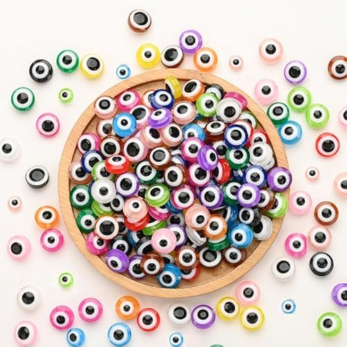 HERZWILD 300pcs Evil Eye Beads - Handmade Resin Evil Eye Charms for Earrings, Bracelets & Necklaces (300yan-jingzhu)