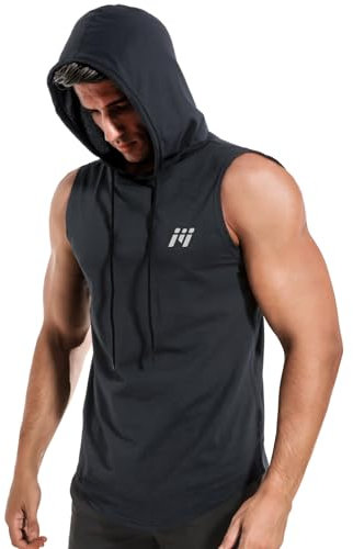 MEETWEE Herren Tank Top, Sportshirt mit Kapuze Ärmelloses Muskelshirts Fitness Sleeveless Shirt Atmungsaktiv Laufshirt Achselshirts Hoodie für Gym Running Training