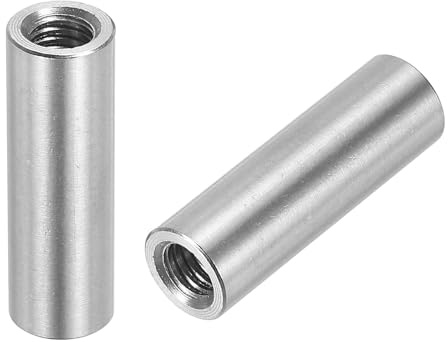 sourcing map 10Pcs M5 Round Connector Nuts, 304 Stainless Steel Coupling Nut 20mm/0.8 Length Sleeve Rod Bar Stud Nut for Bracket, M5x20x8mm