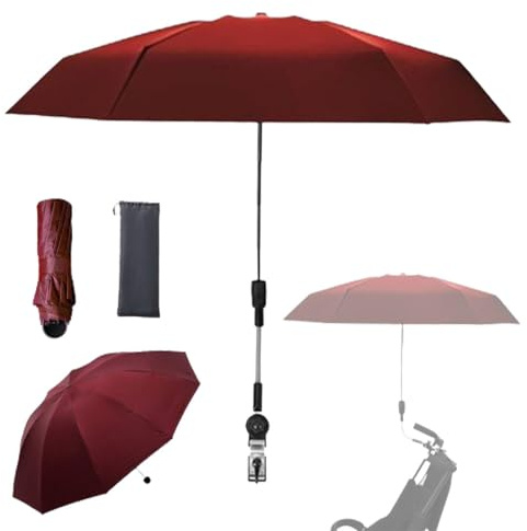 Nakazawa stroller sunshade Clip-on adjustable universal, adjustable steering angle, reinforced umbrella frame, compact and lightweight, suitable for all kinds of strollers Red, Red…