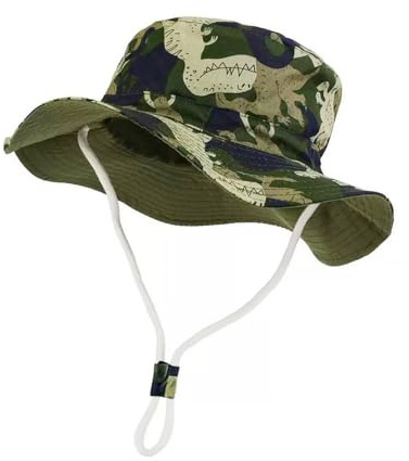 FUYAO Baby solhatt barn småbarn pojkar strand solskydd hatt sommar lekhattar justerbar hakrem hinkhatt, Kamouflage dinosaurie, 2-4 År