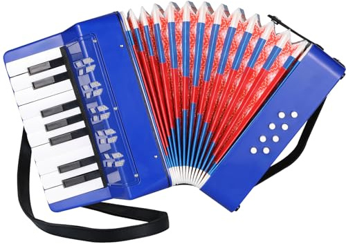 Accordéon pour Enfants,17 Touches 8 Basses Accordeon Enfant,Accordéon Diatonique avec Sangles Réglables,Accordéons pour Adultes et Enfants partir 3 ans,Musique Harmonica Cadeau pour débutants (Bleu)
