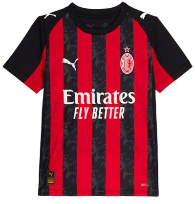 A.C. Milan - Maillot de Course à Domicile, Saison 2025/2026, T-Shirt de Football, Produit Officiel, Enfant, 12 Ans
