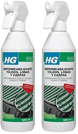 HG Impermeabilizador para Toldos, Lonas y Carpas, Fácil y Rápido, Protege los Tejidos de Exteriores Frente a Manchas - Spray 500 ml (Paquete de 2)
