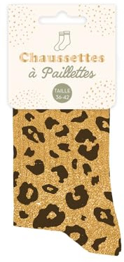 STC Chaussettes paillettes jaune leopard