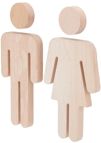 GORGECRAFT Panneaux de Toilettes en Bois pour Hommes et Femmes Panneaux de Porte de Salle de Bain Identification des Toilettes Étiquette de Symbole en Bois pour Bureaux Entreprises Restaurants Porte