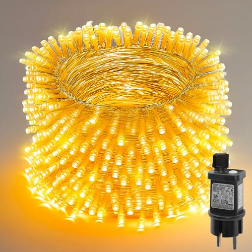 Dazzle Bright Guirlande Lumineuse, 30 M 300 LED Guirlande Lumineuse de Noël avec 8 Modes et Minuterie, Étanche Décoration pour Intérieur Exterieure Sapin Fête Jardin, Blanc Chaud