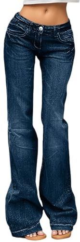Générique Jean Évasé pour Femme Coupe Bootcut Taille Basse Y2k Vintage Jeans Rétro Taille Élastique Flare Pantalon Patte d'elephant Stretching Pants en Denim Classiques pour ado Fille