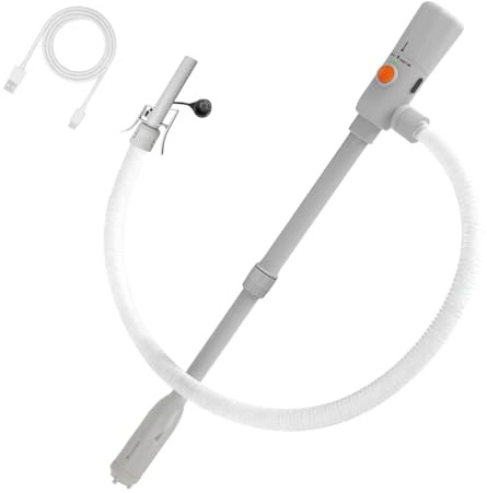 Pompa per Travaso Liquidi, Pompa di Trasferimento Carburante 2.8 GPM per Benzina e Gasolio, Doppia Alimentazione USB-C/AA con Arresto Automatico, Tubo Principale 51 Pollici e Pompa Telescopica