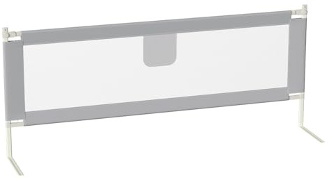 Hebitod Barrera de cama para bebé, 200 × 80 cm, altura ajustable, barrera protectora para cuna de 64 – 96 cm, resistente con cierre de seguridad, tela transpirable, color gris