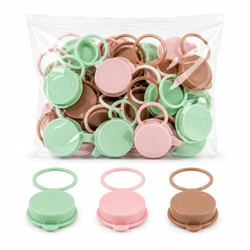 PinoLab 24 Tappi Bottiglie Richiudibili in Plastica, Copri Bottiglia Riutilizzabili per Vino Acqua Olio Bibite Succhi, Tappi Salva Freschezza Antipolvere con Anello, Colori Casuali