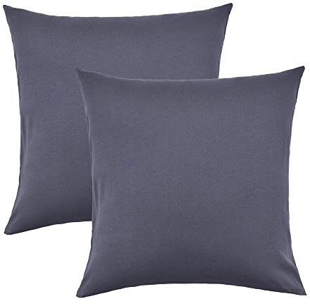 NatureMark 2er Set Jersey Kissenbezüge – Elastisch, weich, atmungsaktiv und hautfreundlich – Waschbare Kissenhülle - 80x80 – Anthrazit Grau