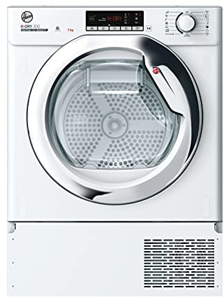 Hoover H-DRY 300 BHTD H7A1TCE-S, Secadora integrable 7kg, Bomba de calor, Depósito de agua Aquavision 5l, Wi-Fi, Alexa&Google Home, 15 programas, Puerta XXL, Vapor, 67dba, A+