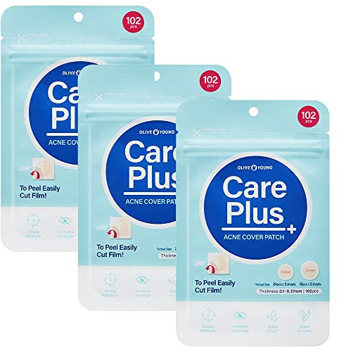 OLIVE YOUNG Care Plus Spot Patch | Hydrocolloid Acne Korean Spot Patch to Cover Zits, Pimples and Blemishes, for Troubled Skin and Face (Hydrocolloid, 306 Count (Pack of 3))