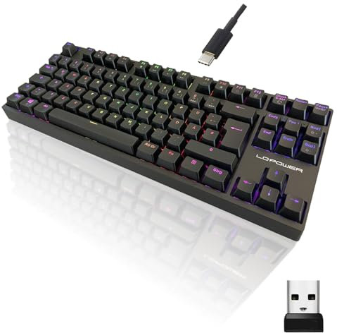 LC-POWER Mechanische Gaming-Tastatur mit TKL-Layout und RGB-Beleuchtung, LC-KEY-MECH-2-RGB-C-W