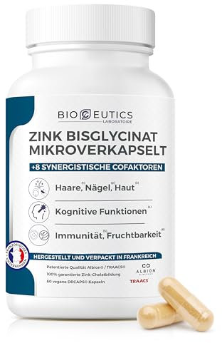 OligoCeutics Zink Bisglycinat 15 mg + Selen + Vitamine C B2 B3 B6 - Zink Tabletten Hochdosiert - Zink Kapseln Albion - Antioxidans, Akne Behandlung, Immunität - 60 Kapseln Zinc Supplement
