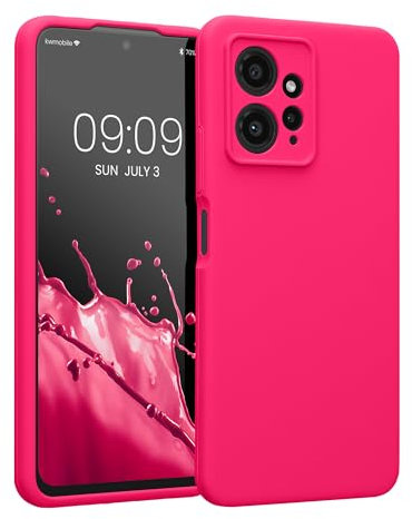 kwmobile Carcasa Compatible con Xiaomi Redmi Note 12 (4G) Funda - Case TPU y Silicona con Interior de Microfibra - Suave Protector antigolpes para móvil - Rosa neón