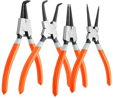 Sprengringzangen set, Seegeringzange Set 4tlg 7.1/180mm, Sprengringe mit präzise geformten Zangenspitzen- für Sicherungsring Innen/Außen mit Aufbewahrungstasche und Außenverriegelung