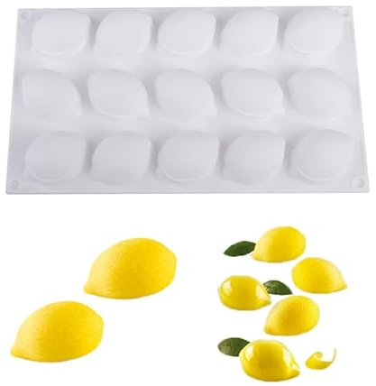 Goldyida Moule à 15 trous - Moule à citron - Moule à dessert - Moule en silicone pour la cuisson - Moule 3D - Moule à bougie pour savon fait maison, gâteaux, pâtisseries, biscuits