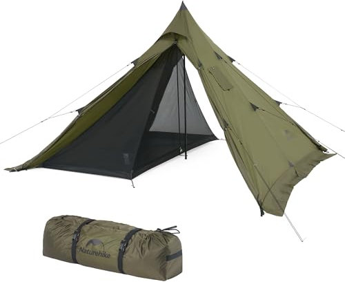 Naturehike Tipi, tenda per 3 – 4 persone, impermeabile, antivento, facile da montare, tenda piramidale, per attività all'aperto, campeggio, famiglie