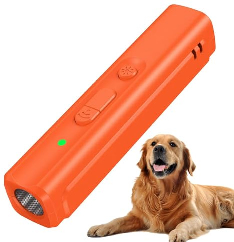 Dispositivo de control de ladridos de perros, herramienta portátil de entrenamiento para perros, rango de 32 pies, dispositivo recargable para uso en interiores y exteriores