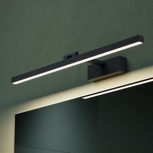 Mai & Mai Lampe Miroir LED 4000K pour Salle de Bain Murale 180° Rotative 60cm Noir Desgin Strahlenschon