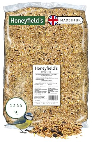 Honeyfield’s - Wild Bird Food for Outside Birds, Simply Seeds Mix with Cereals, High in Energy, Protein, and Essential Oils, Suitable for Year-Round Feeding, Bulk Bag (12.55kg)