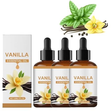 Aceite Esencial de Vainilla Orgánico, Aceite Esencial de Vainilla Orgánico Natural para Piel, Cuerpo y Cabello, Dulce Aroma Cálido, Aceite Perfume De Larga Duración, Aceite Esencial Para Velas