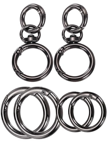 QUARKZMAN 2 Piezas De Hebillas Giratorias De Metal Para Llaveros Anillos O Llaveros Redondos Con Resorte Gancho Para Cadenas Extensor Manualidades DIY Llaves Cordones Color Negro Mate