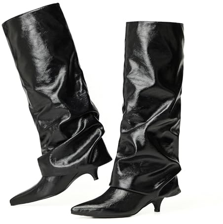 vivianly Knee High Boots for Women Wide Calf Boots Fold Over Boots