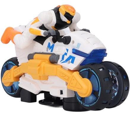 ZJchao Juguete de Motocicleta Acrobática Giratoria de 360° con Luces Intermitentes y Música, Bicicleta de Control Remoto con Batería para Niños, Genial para Niños y Niñas