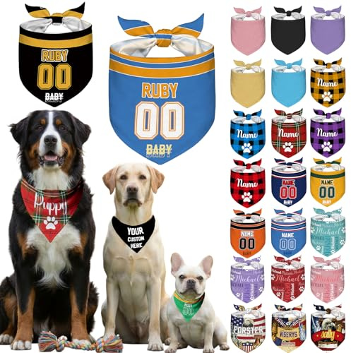 Bandana pour Chien Personnalisable avec Nom Foulard pour Animal de Compagnie Bavoir Cadeau pour Chien Personnalisé,Football Style